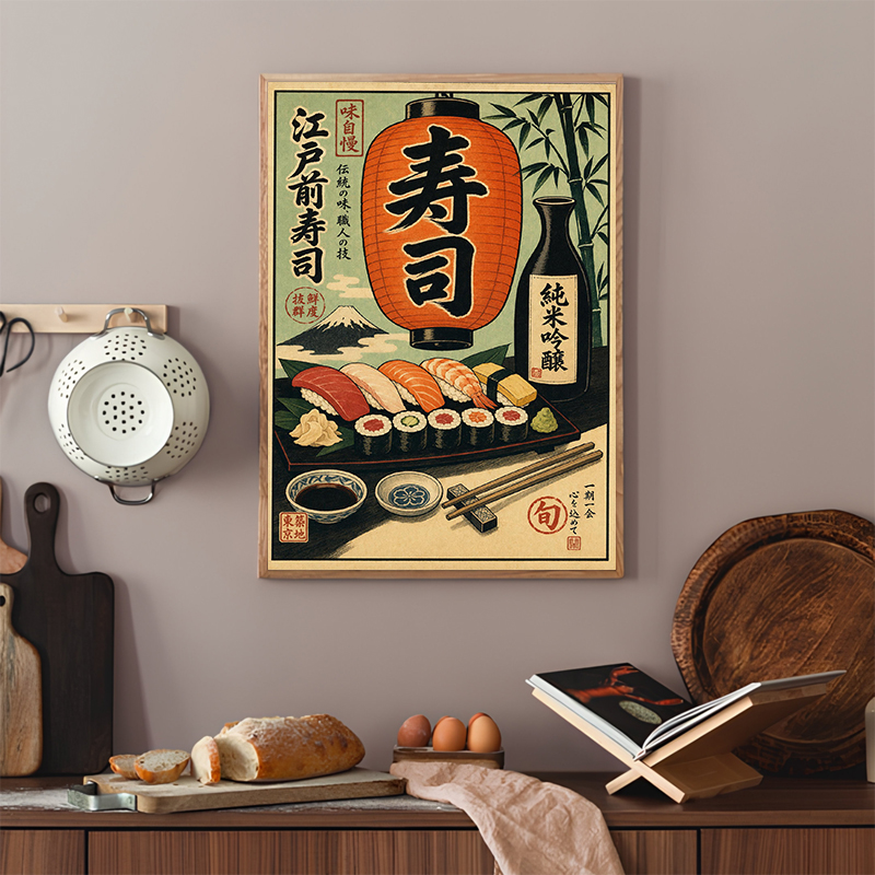 日本の寿司ポスターミニマリストキッチンプリントキャンバス絵画 - Japanese Minimalist Lifestyle のレビューと価格